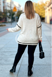 SENTA Damen Pullover Plus Size – V-Ausschnitt in Ecru
