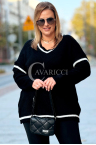 SENTA Damen Pullover Plus Size V-Ausschnitt Lockere Passform in Schwarz