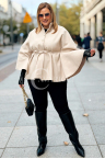 FENJA Poncho Mantel Plus Size Fleece Taillenbindung in Beige
