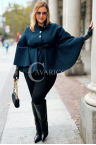 FENJA Poncho Mantel Plus Size Fleece Bindung in der Taille in Marineblau