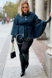 FENJA Poncho-Mantel Plus Size in Marineblau | Fleece