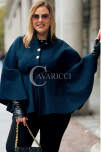 FENJA Poncho-Mantel Plus Size in Marineblau | Fleece