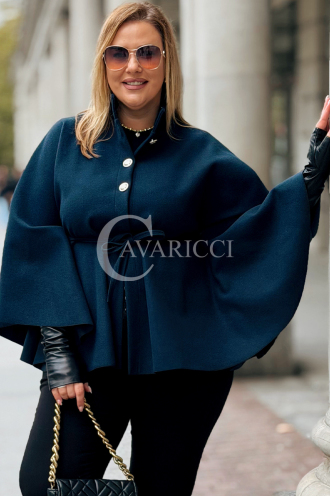 FENJA Poncho-Mantel Plus Size in Marineblau | Fleece
