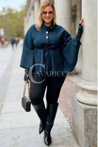 FENJA Poncho-Mantel Plus Size in Marineblau | Fleece