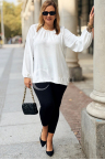 TABEA Damen Bluse Plus Size Gerade Elegant Mit Perlen In Der Farbe Ecru
