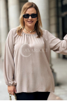 TABEA Damen Bluse Plus Size Gerade Elegant Mit Perlen in der Farbe Fango