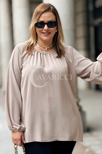 TABEA Damen Bluse Plus Size mit Perlen – Elegant & Feminin