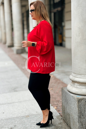 TABEA Damen Bluse Plus Size Elegant Mit Perlen in Rot