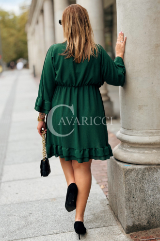 Elegantes Plus-Size-Kleid mit Rüschen & V-Ausschnitt
