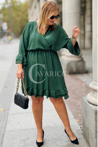 Elegantes Plus-Size-Kleid mit Rüschen & V-Ausschnitt