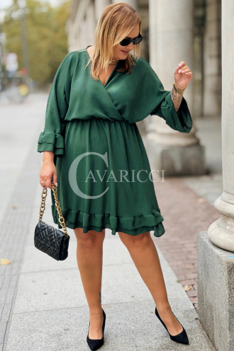 Elegantes Plus-Size-Kleid mit Rüschen & V-Ausschnitt