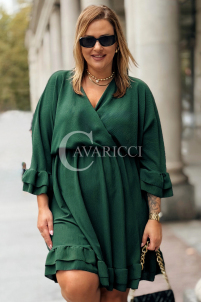 Elegantes Plus-Size-Kleid mit Rüschen & V-Ausschnitt