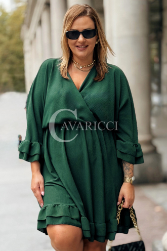 Elegantes Plus-Size-Kleid mit Rüschen & V-Ausschnitt