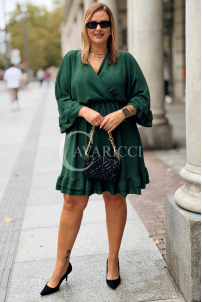 Elegantes Plus-Size-Kleid mit Rüschen & V-Ausschnitt