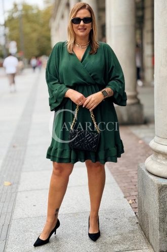 Elegantes Plus-Size-Kleid mit Rüschen & V-Ausschnitt