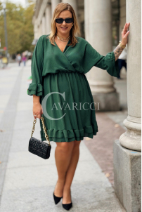 Elegantes Plus-Size-Kleid mit Rüschen & V-Ausschnitt