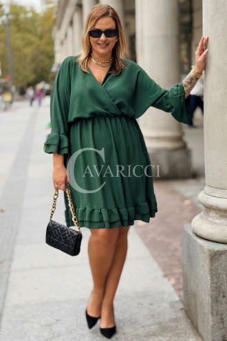 Elegantes Plus-Size-Kleid mit Rüschen & V-Ausschnitt