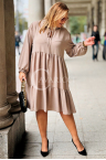 BERENIKE Kleid Plus Size Mit Bindeband Am Hals Lockere Passform in der Farbe Fango