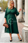 IWA Damen Übergröße Kleid Mit Taillenbindung Und Taschen In Flaschengrün