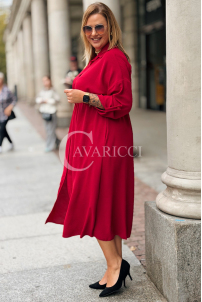 Elegantes Plus-Size-Kleid mit Taillenbindung in Weinrot