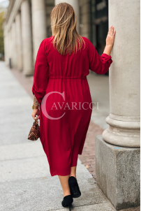 Elegantes Plus-Size-Kleid mit Taillenbindung in Weinrot