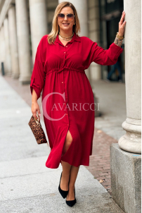 Elegantes Plus-Size-Kleid mit Taillenbindung in Weinrot