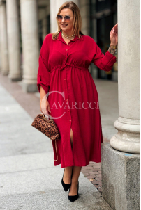 Elegantes Plus-Size-Kleid mit Taillenbindung in Weinrot