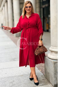 Elegantes Plus-Size-Kleid mit Taillenbindung in Weinrot