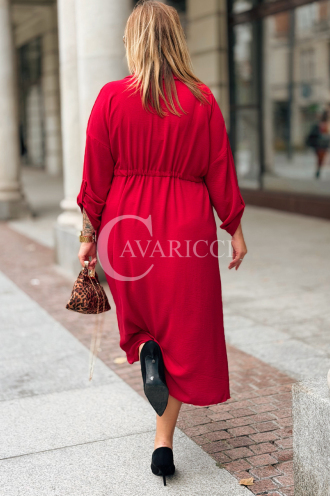Elegantes Plus-Size-Kleid mit Taillenbindung in Weinrot