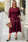IWA Damen Kleid in Übergrößen mit Taillenbindung und Taschen in Bordeauxrot