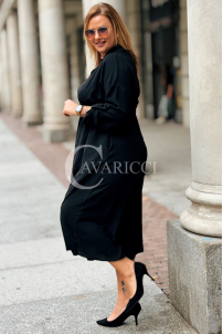 Elegantes Übergrößen-Kleid mit Taillenbindung & Taschen
