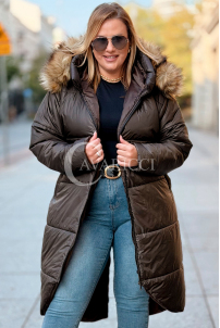 CAROL Wintermantel Plus Size mit Kapuze & Fell