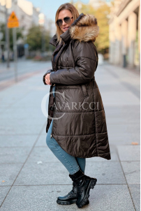 CAROL Wintermantel Plus Size mit Kapuze & Fell