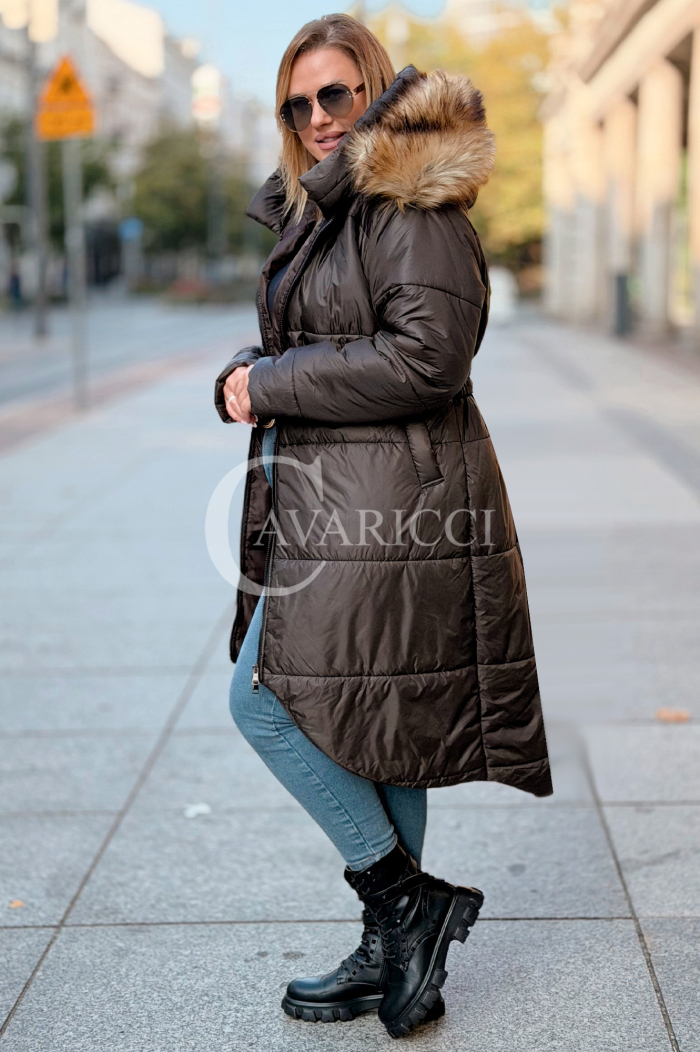 CAROL Wintermantel Plus Size mit Kapuze & Fell