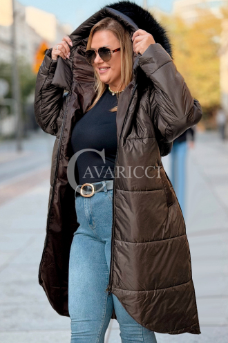 CAROL Wintermantel Plus Size mit Kapuze & Fell