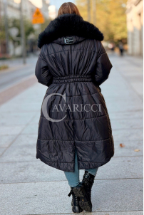 CAROL Wintermantel Plus Size mit Kapuze & Fell