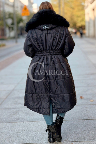 CAROL Wintermantel Plus Size mit Kapuze & Fell