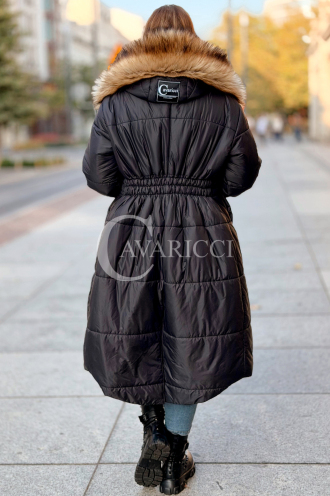 CAROL Wintermantel Plus Size mit Kapuze & Fell