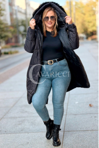 CAROL Wintermantel Plus Size mit Kapuze & Fell