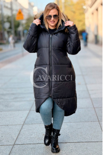 CAROL Wintermantel Plus Size mit Kapuze & Fell