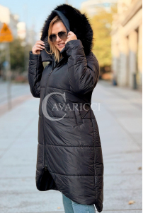 CAROL Wintermantel Plus Size mit Kapuze & Fell