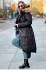 CAROL Wintermantel Plus Size Mit Kapuze und Fell in Schwarz