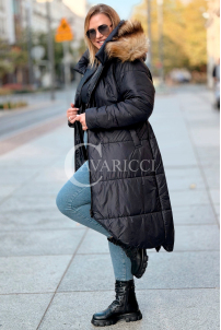 CAROL Wintermantel Plus Size mit Kapuze & Fell