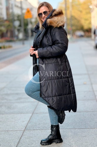 CAROL Wintermantel Plus Size mit Kapuze & Fell