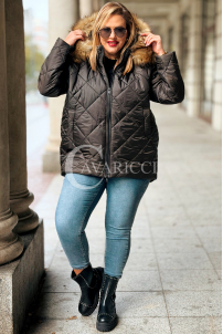 CARMEN Plus Size Winterjacke Gesteppt mit Kapuze & Fell