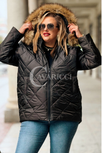CARMEN Plus Size Winterjacke Gesteppt mit Kapuze & Fell