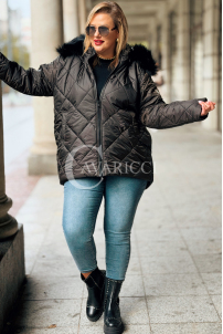 CARMEN Plus Size Winterjacke Gesteppt mit Kapuze & Fell