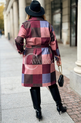 ALESSANDRA Eleganter Übergröße-Mantel in Bordeauxrot