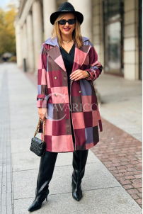 ALESSANDRA Eleganter Übergröße-Mantel in Bordeauxrot