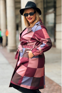 ALESSANDRA Eleganter Übergröße-Mantel in Bordeauxrot